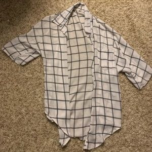 Sheer checkered shirt sleeve button down
